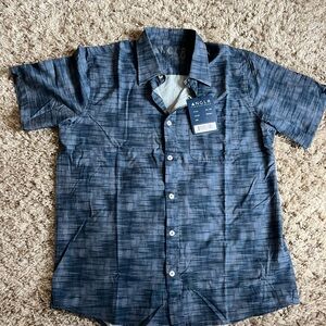Blue Short Sleeve Button-Up Shirt